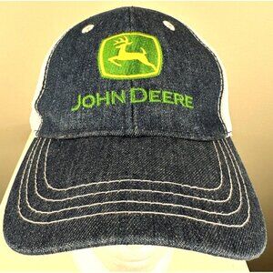 John Deere Trucker Hat Cap Women Strap Back Denim Pink Mesh Farm Farmer One Size